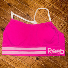 Reebok girls L barbiecore athletic sporty strappy bra