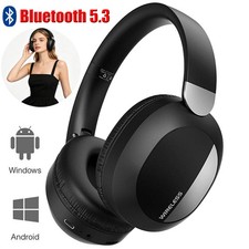 Wireless Headphone Bluetooth 5.3 Over Ear Headset Stereo Noise Cancelling Black