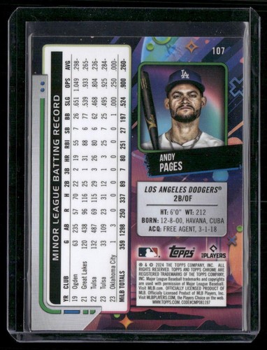 2024 Topps Chrome Cosmic #107 Andy Pages - Bild 2 von 2