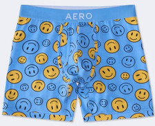 Aeropostale AERO Underwear Mens Small Longer Length Smiley Face Boxer Briefs NEW