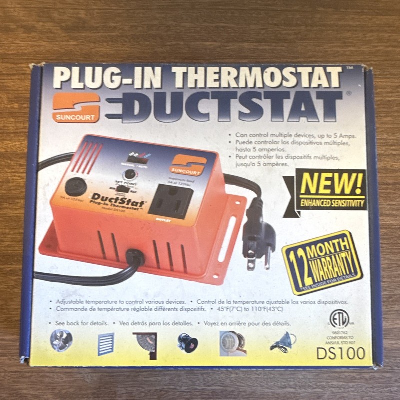 Sun pet Duct Stat New In Box Ds100 5 Amp Plug In Thermostat