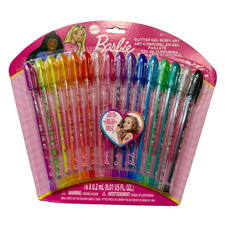 Mattel Barbie 16 Piece Glitter Pen Body Art Set Glittery and Bright Colors NEW