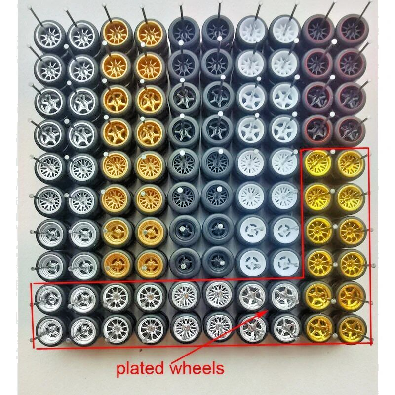 20 Sets *YOU CHOOSE* Mixed Style Rims & 11mm Rubber Tires For 1/64 Hot ...