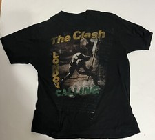 The Clash London Calling Double-Sided w/ Lyrics FOTL Black Tee Size 19 Inch Wide