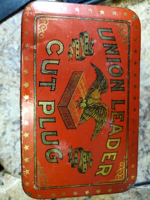 union leader cut plug tobacco tin Antique Vtg Union Leader Smoke Chew