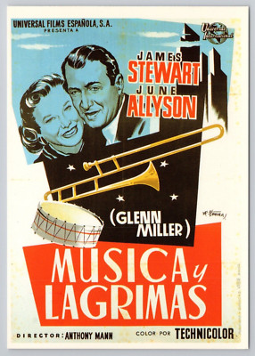 The Glenn Miller Story 1954 Film James Stewart - Spanish Language Movie Postcard