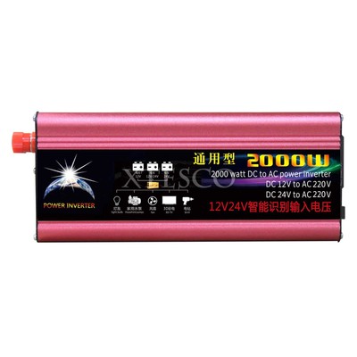 2000W Car Solar Power Inverter DC 12V/24V to AC 220V Modified Sine Wave USB Port