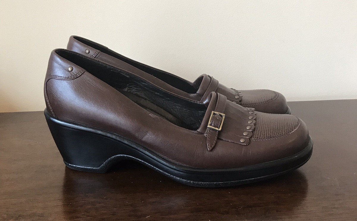 Dansko Brown Leather Slip-On Loafers with Decorative Buckle Pearson Brown Waxy Milled – Dansko main image 2