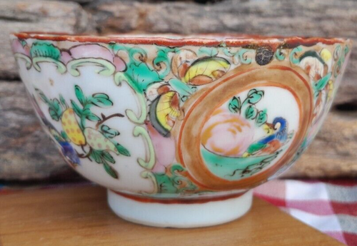 Tazza da tè cinese guscio d'uovo tarda dinastia Qing 1800 dipinta a mano conservata - Foto 6 di 15