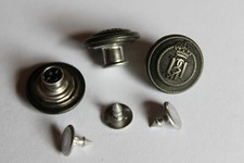 5 Jeansknöpfe / Patentknöpfe - Wappen / Krone - messing, ca. 17 mm Durchmesser