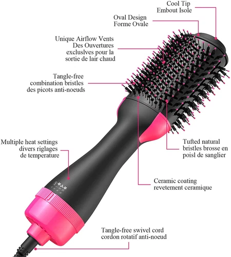 4 in One Hot Air Brush One-Step Hair DAnti-Frizz Blowout Straighten Curling Comb - Picture 9 of 15