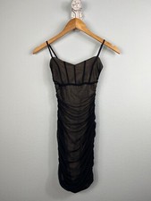 Windsor Sheer Factor Mesh Ruched Mini Dress Size XS Black SEXY