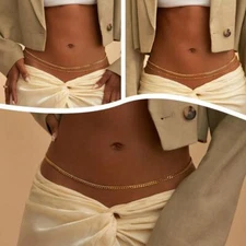 Double Layer Metal Body Chain Waist Chain For Women Pearls Necklace Accessories/