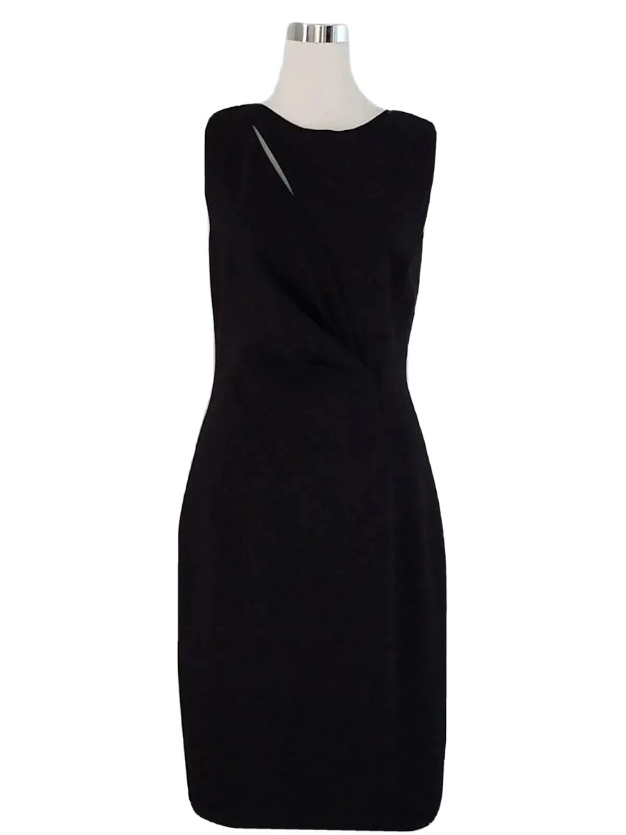 Elie Tahari Sheath Black Dress Business Work Midi Size 6 Medium NEW