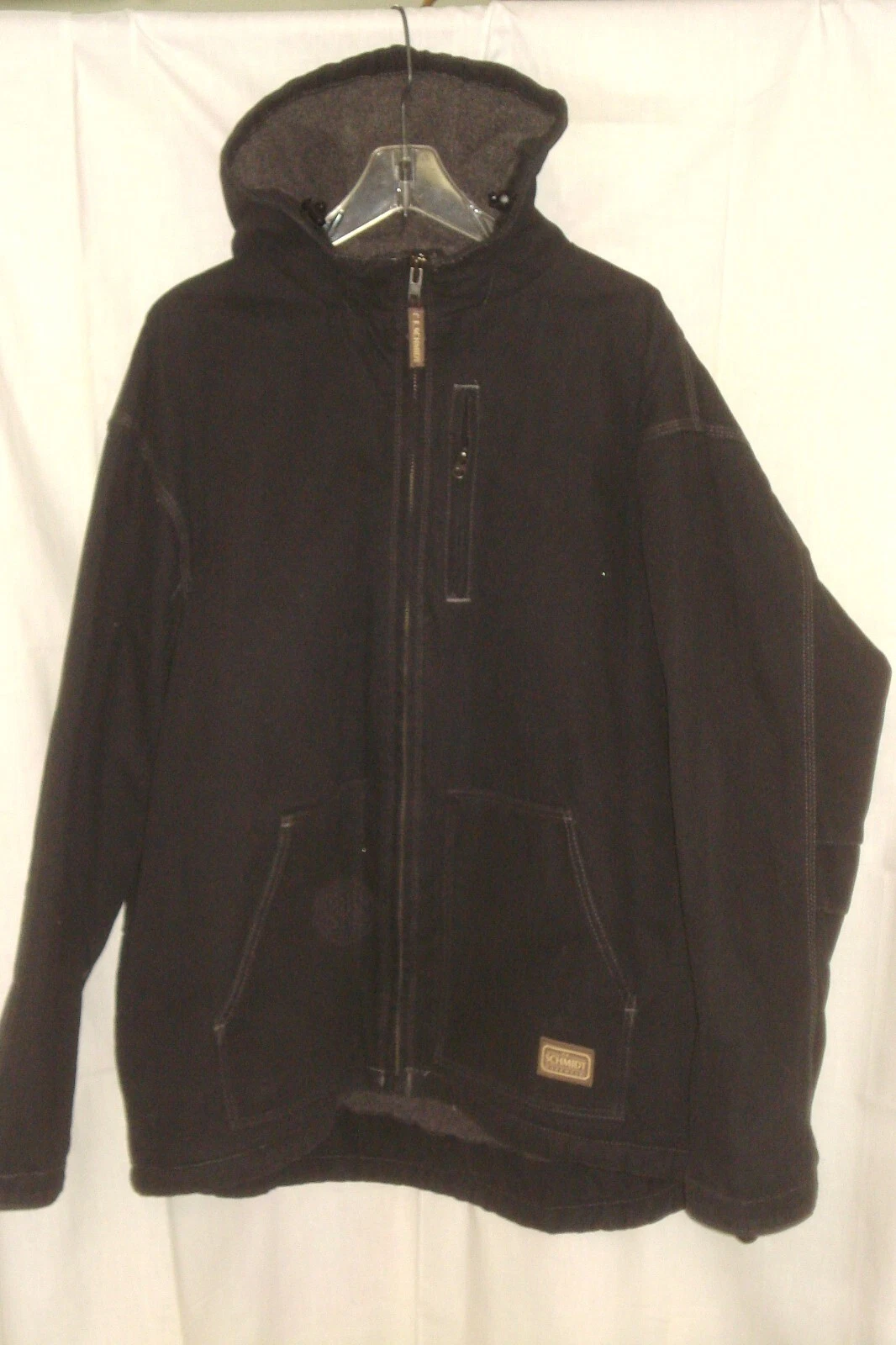 C.E. Schmidt Workwear Hooded Jacket GREY Canvas Jacket Size 3XL FLEECE Lined