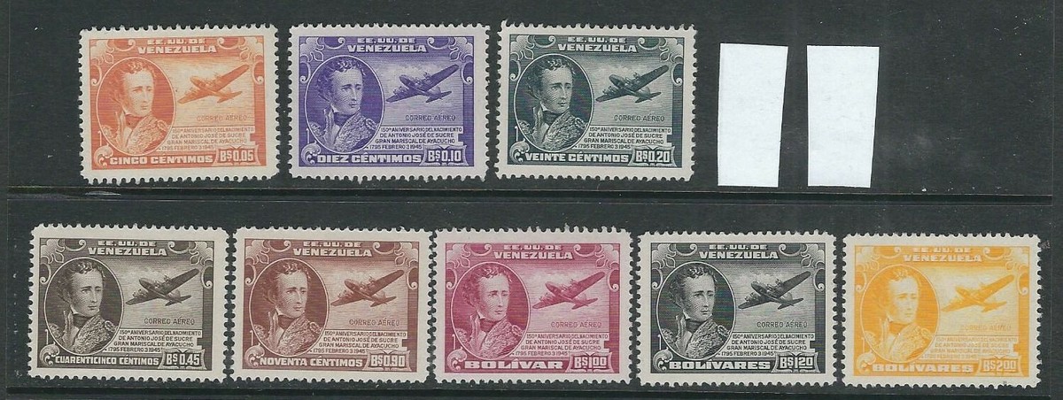VENEZUELA 1945 SUCRE AIRMAILS set (Scott C206-C208, C211-C215