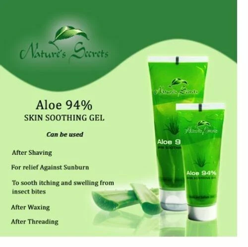 Gel calmante para la piel Nature Secrets 94 % puro aloe vera después del afeitado quemaduras solares 100 ml Foto 2 de 2