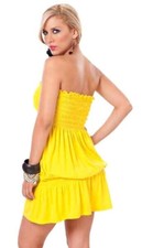 4703 Yellow Short Strap-less Cocktail Club Wear Casual Sun Dress S M L XL