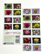 Pane of 20 Garden Beauty Stamps For Celebration Wedding Holidays Scoot # 5558-67