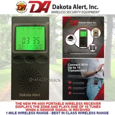 DAKOTA ALERT PR-4000 WIRELESS PORTABLE ALARM RECEIVER FOR ALL 4000 SERIES ALARMS