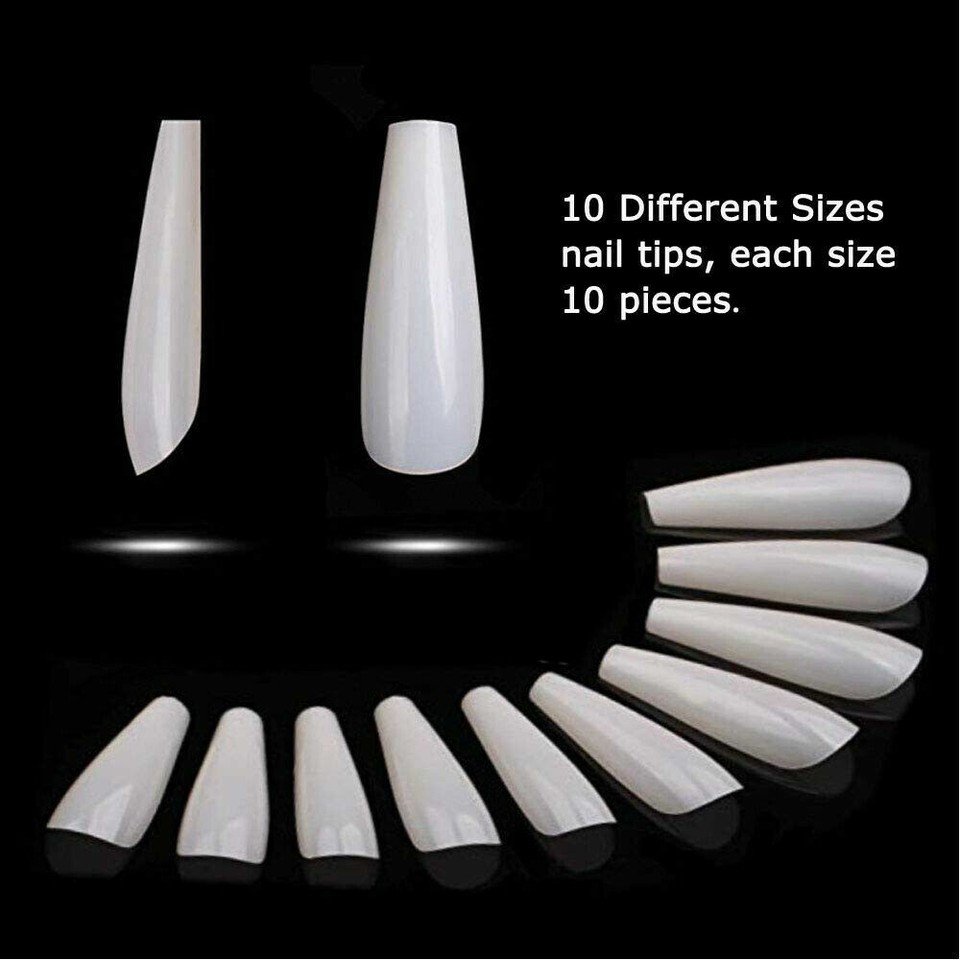 100Pcs Ballerina Nail Coffin Tips Long Art Full Cover Manicure Fake