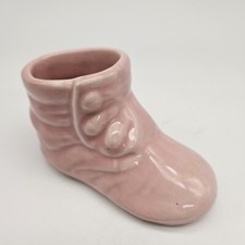 Vintage Mid Century McCoy Pink Ceramic Baby Shoe Bootie Planter