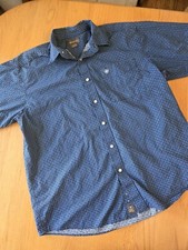 Ariat Short Sleeved Button Up Blue Geometric Mens XL