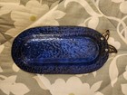 Used Cobalt Blue Glass Serving Dish w/Silver Butterfly — photo 2
