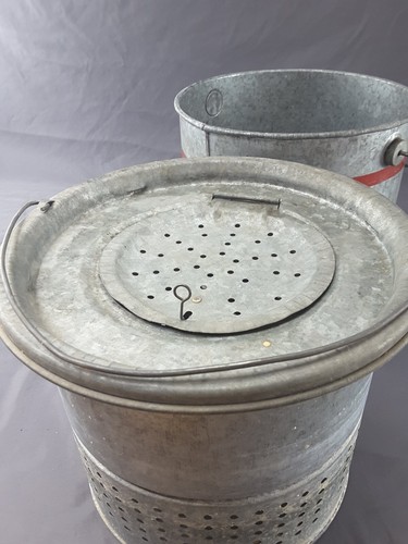VINTAGE FALLS CITY NO. 710 DYLITE FLOAT galvanized metal MINNOW BUCKET - Afbeelding 3 van 8