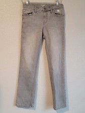 Cat  Jack Jeans Girls Size 14 Straight Recto Slightly Distressed Denim Gray