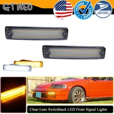 Amber White Led Front Bumper Parking Signal Lights For 1990-1991 Honda Cr-x Crx