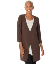Attitudes by Renee Regular Como Jersey Overlay Tunic Chocolate X-Small A366017