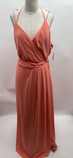 CELEBRATE DB STUDIO double-strap georgette bridesmaid wrap dress Coral Reef 18