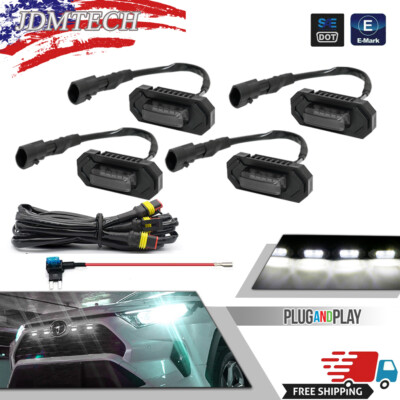 Smoked Raptor Style LED White Front Grille Lights Kit for Toyota RAV4 2019-2022