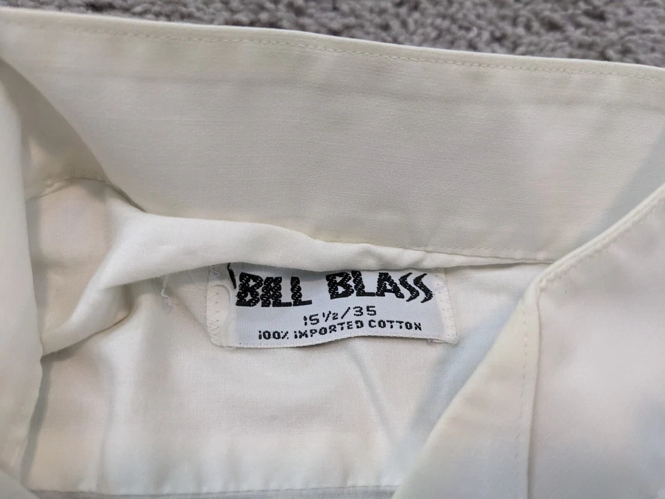 Bill Blass Tuxedo Shirt Mens 15.5/35 White Button Up French Cuff Made in USA - Image 4 of 4
