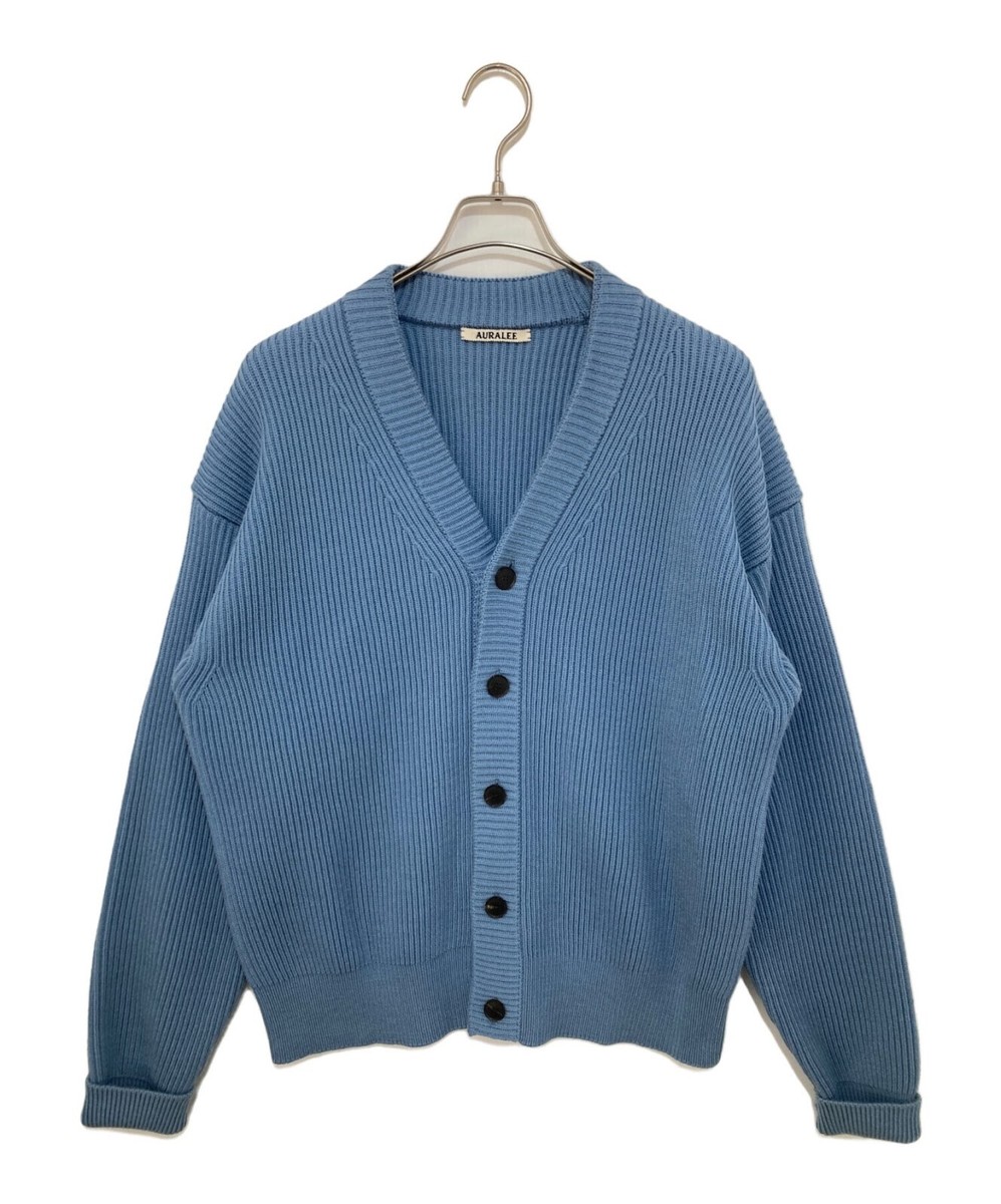 AURALEE FRENCH MERINO RIB KNIT CARDIGAN blue | eBay