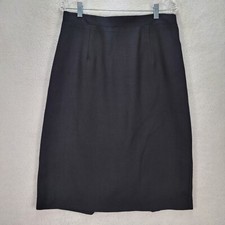 Vtg 80s Black Classic Career High Waist Straight Pencil Women Skirt Plus Size 16