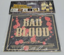 4 Halloween Bottle Labels. Haunted House Wine Cats Prowl Bad Blood Moonlight Mix