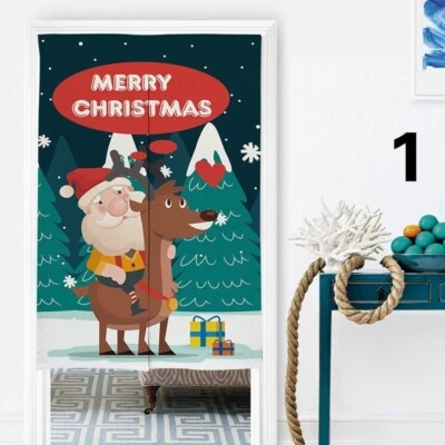 Noël Motif Imprimé Noren Rideau Cuisine Pièce Diviseur Store Noël Décor - Photo 1/4