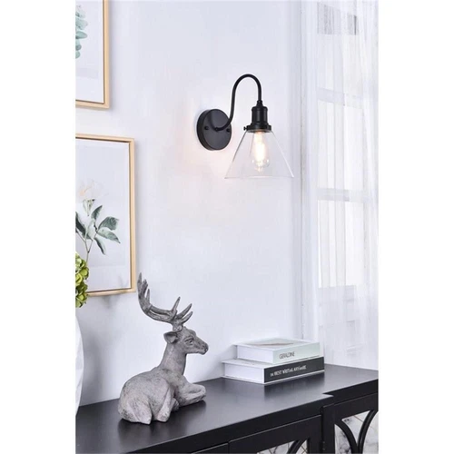Living District Histoire 1-Light Metal Wall Sconce in Black and Clear - Picture 2 of 3