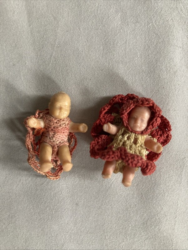 2 miniature baby doll, made from celluloid popular mid-century collectibles
