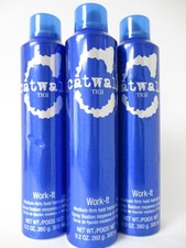3 x Tigi Catwalk Work It Medium-Firm Hold Hairspray 9.2 oz dented 