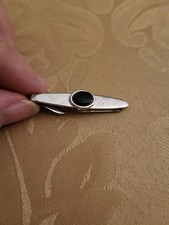 Black Onyx Silvertone Tie Clip, Vintage