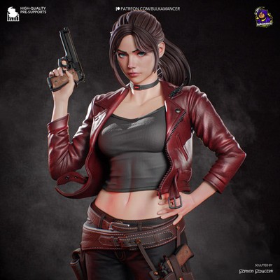 Claire Redfield Resident Evil Statue   Unpainted 14K Resin Figure, RE2 Fan Art,