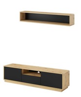 Wohnzimmer-Set Aston 2-Teilig Lowboard Wandregal Taurus Eiche Schwarz
