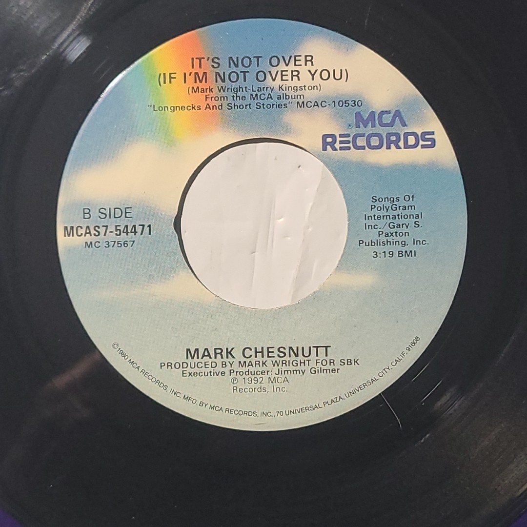 Mark Chesnutt ~ Bubba Shot The Jukebox/ It's Not Over ~ MCA 45 RPM Record