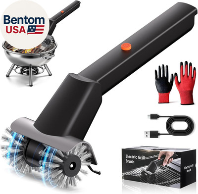 Rechargeable Electric BBQ Grill Brush, 2600Mah Battery, 2-Speed Power, LED Light
