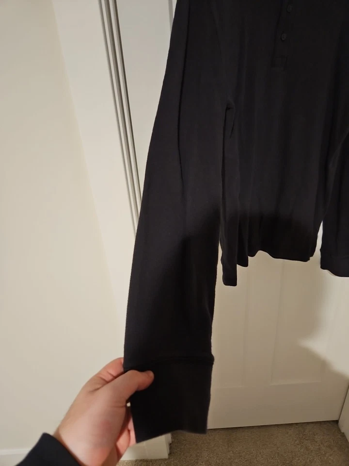 Sudadera Henley Para Hombre Negra Sonoma Waffle Manga Larga Talla L Foto 3 de 4