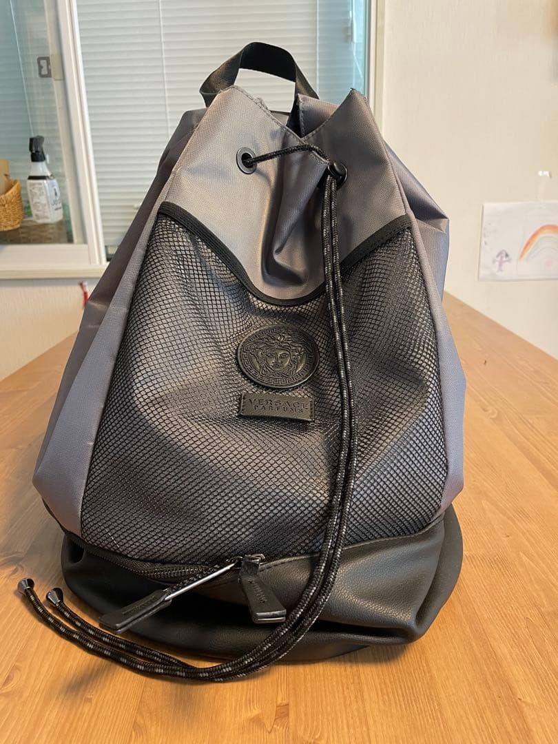VERSACE PARFUMS Grey Drawstring Backpack with Mes… - image 17