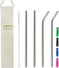 Stainless Steel Straws, 4Pcs 12" Ultra Long 0.3" Wide Reusable Metal Drinking